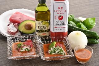 タコとマグロのガスパチョソース