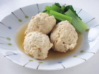 つくね団子と小松菜の煮物