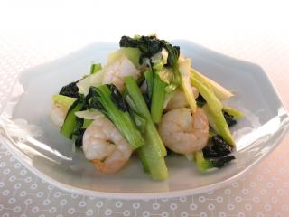 ターサイとえびのにんにく炒め