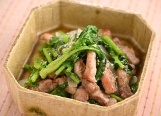 なばな（かき菜）と豚肉の中華炒め